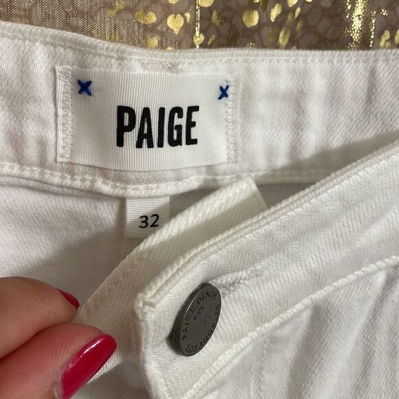 PAIGE Jimmy Jimmy optic white high rise jean shorts, size 14/32 NWT - Picture 3 of 6